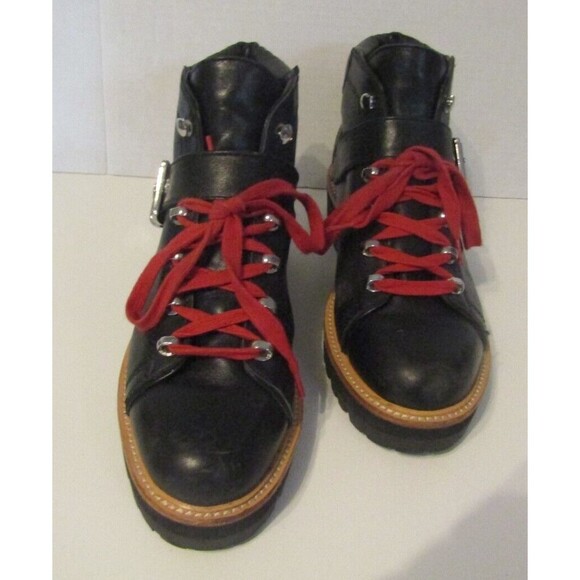 Marc Fisher LTD Indre Ankle Boots Black Leather Hiker Combat Womens Size 8 - Picture 4 of 9